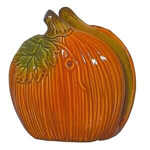 Pumpkin Napkin Holder Hand Painted Glazed Ceramic Seasonal Functional Art